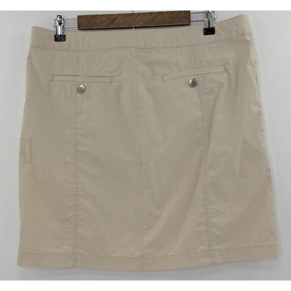 Eddie Bauer Women’s Khaki Snap Button Drawstring Cotton Nylon Skirt Sz 10 Preppy - Picture 2 of 9